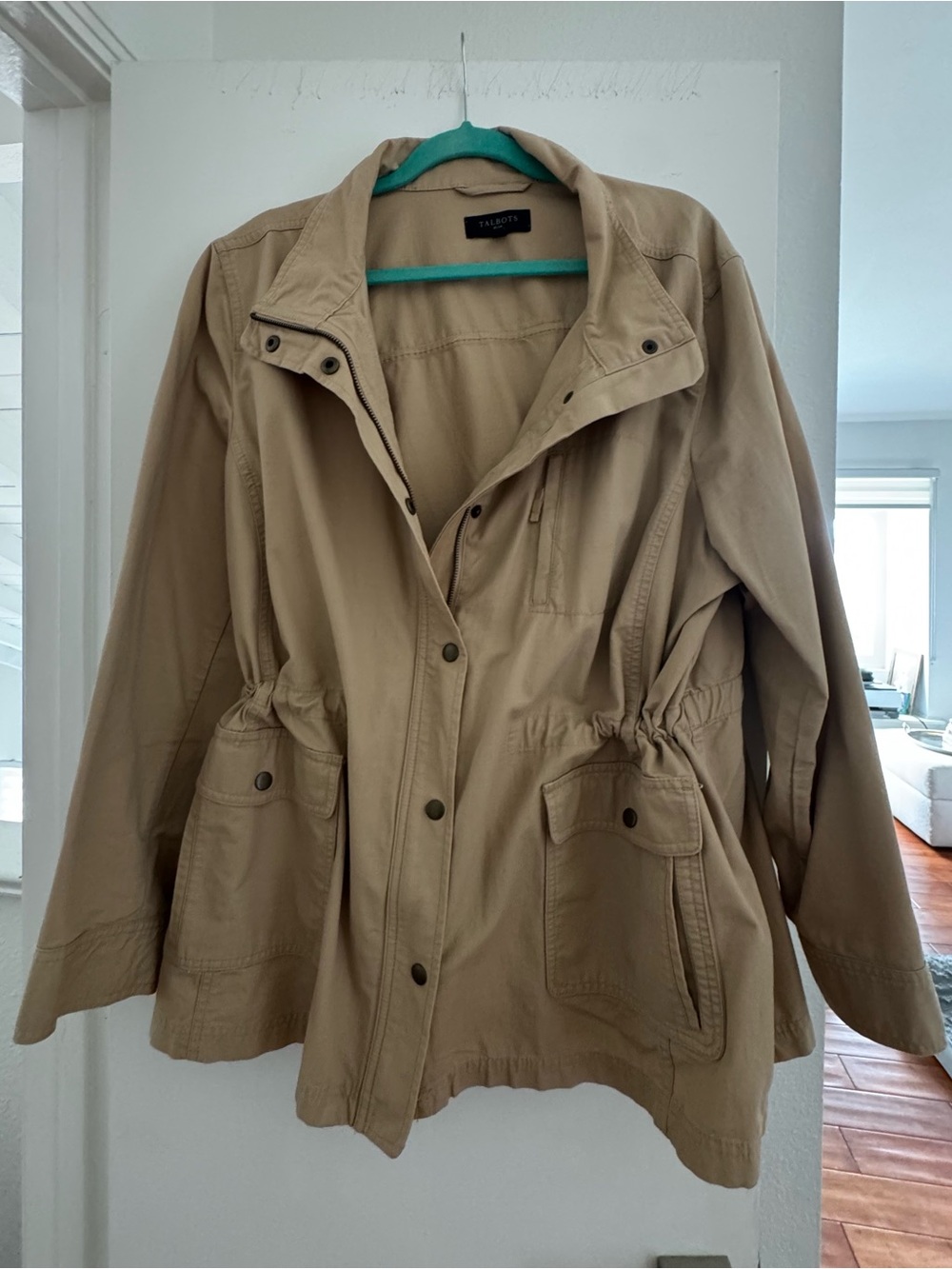 Talbots Tan Utility Jacket with Drawstring Waist